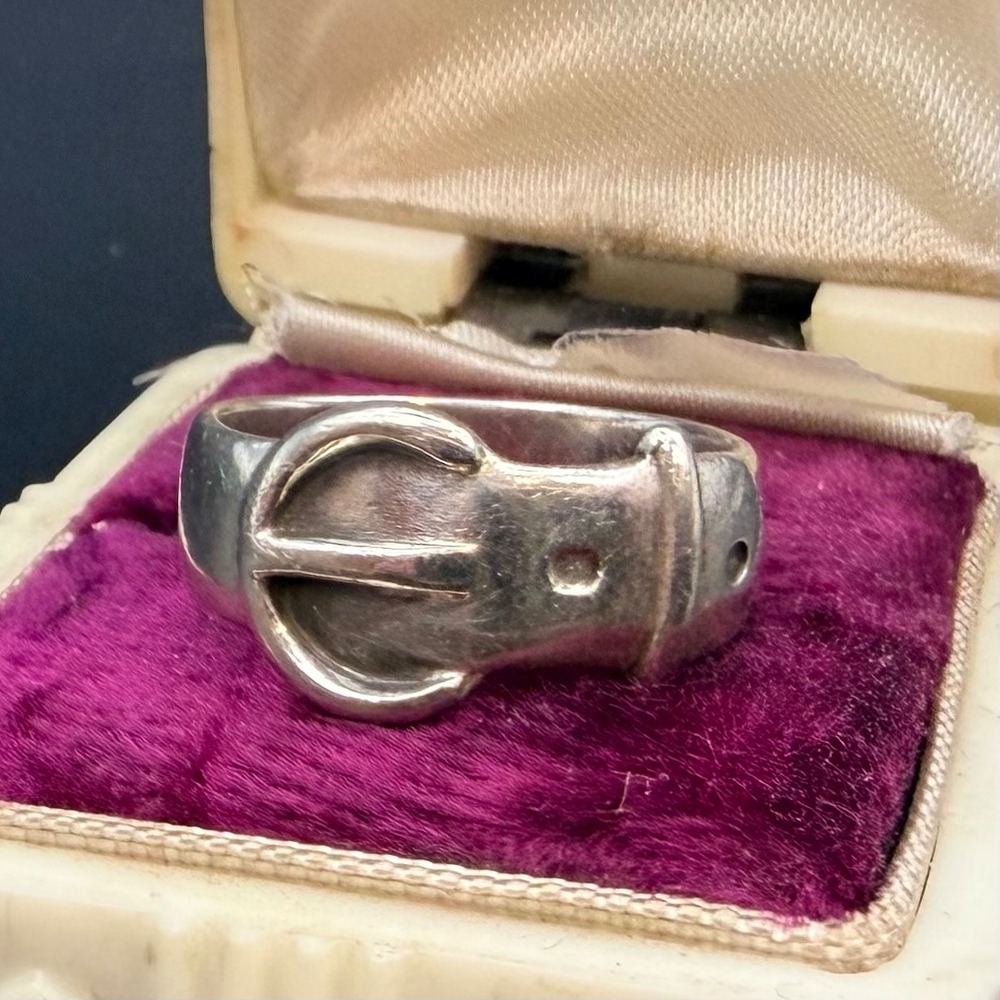 Vintage V.G. & C. Co Sterling Silver Buckle Ring Birmingham 1951 Size 7.5